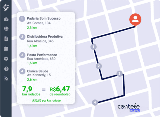 aplicativo para calcular km rodado e fazer reembolso contele teams
